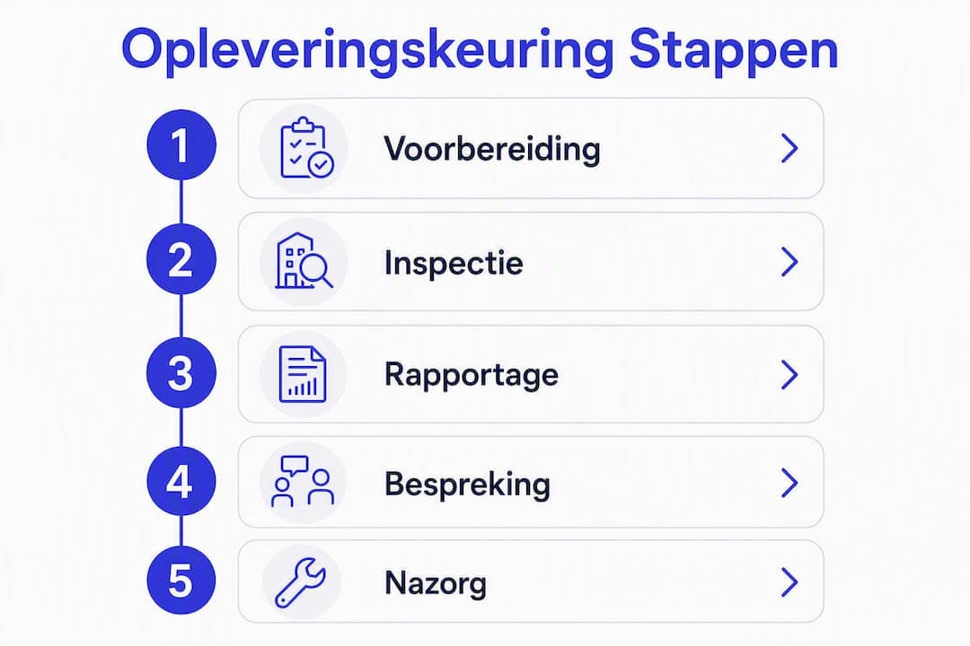 Overzichtelijke infographic: zo pak je een opleveringskeuring stap voor stap aan