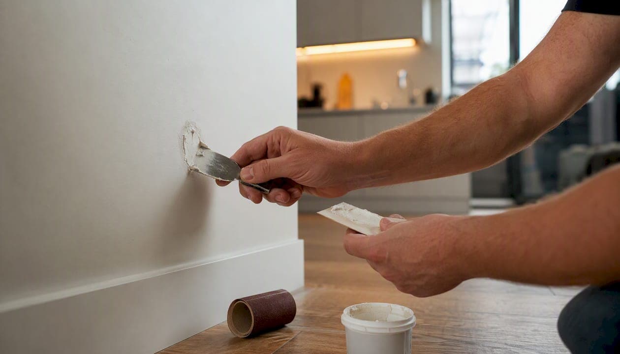Met je handen kun je eenvoudig kleine gaatjes in de muur dichten.
