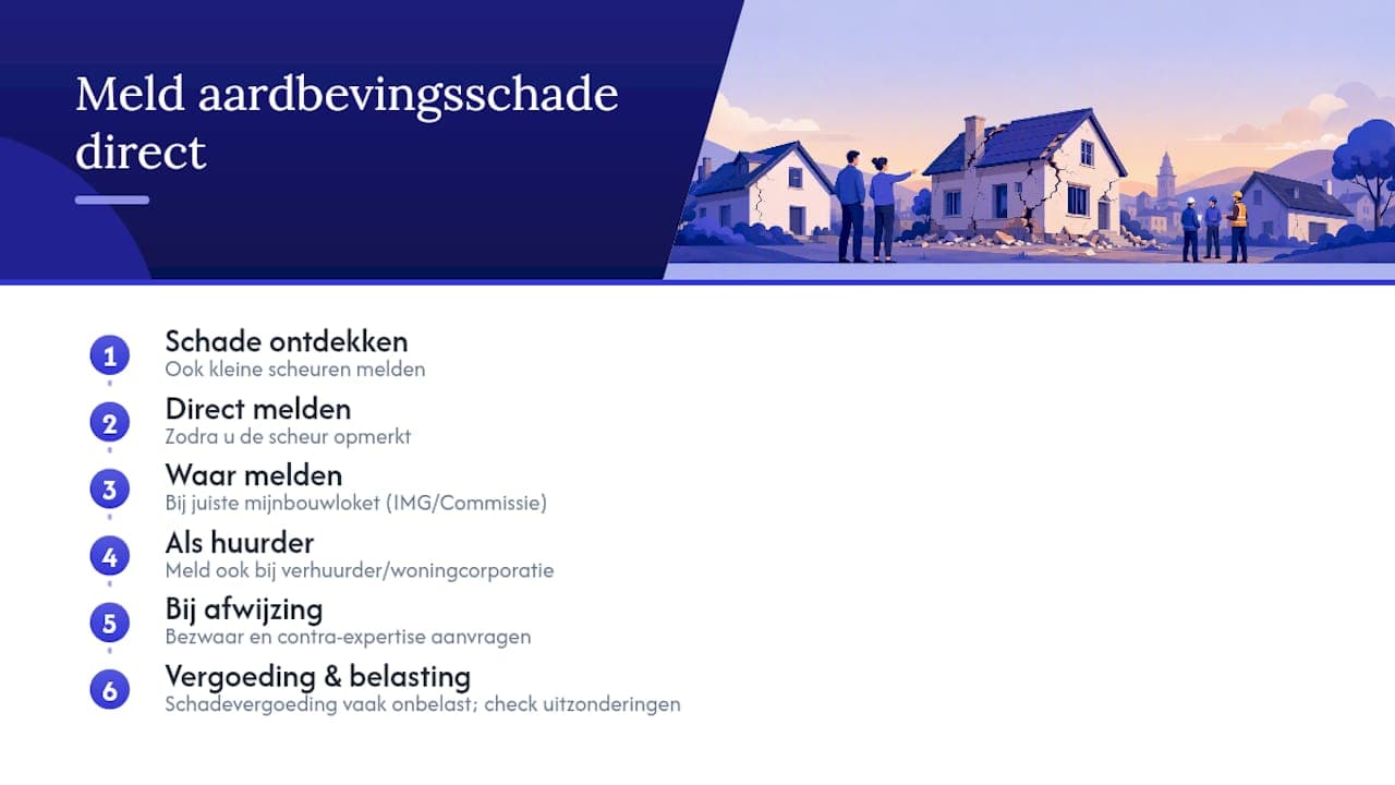 Infographic met stappen voor het melden van aardbevingsschade