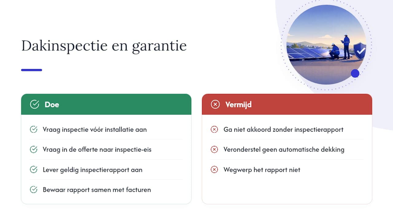 Wat betekent de dakinspectie voor de garantie op je zonnepanelen? — overview diagram