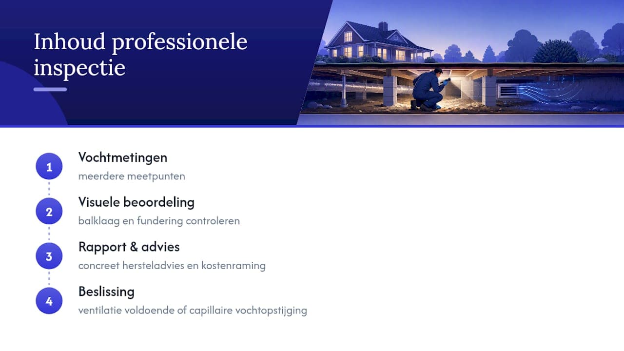 Onderdelen van een professionele kruipruimte-inspectie