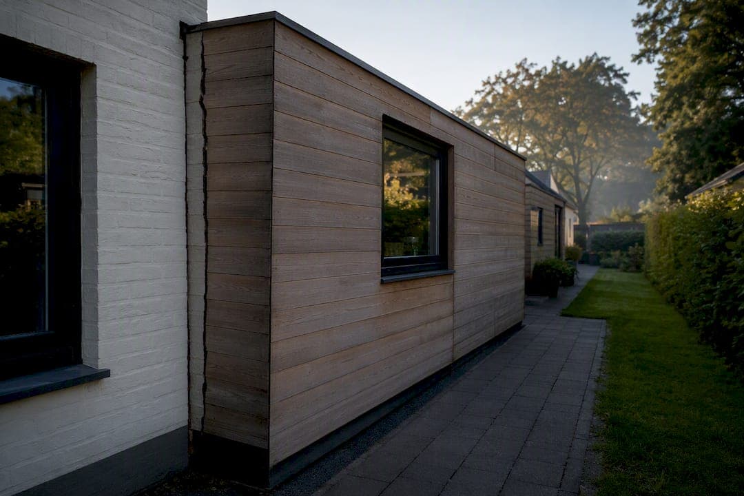 Kier tussen aanbouw en woning