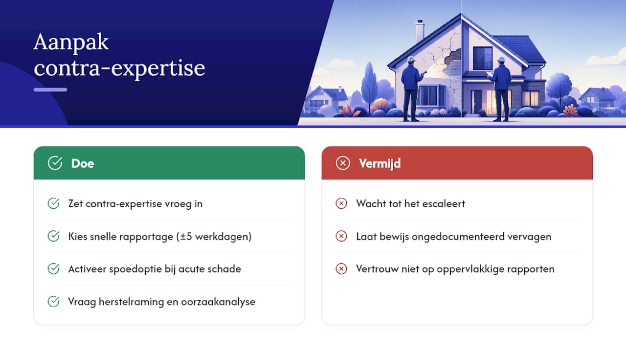 Hoe pakt Schippers-bouwconsult contra-expertise aan? — overview diagram